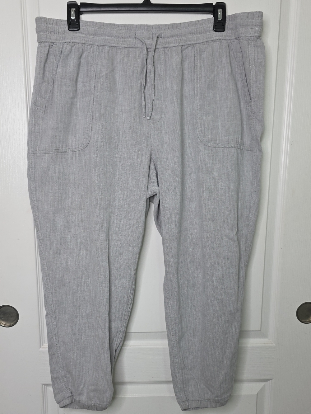 GAP Cotton Plus Size XXL 2X Light Gray Cropped Drawstring Pull On Pants